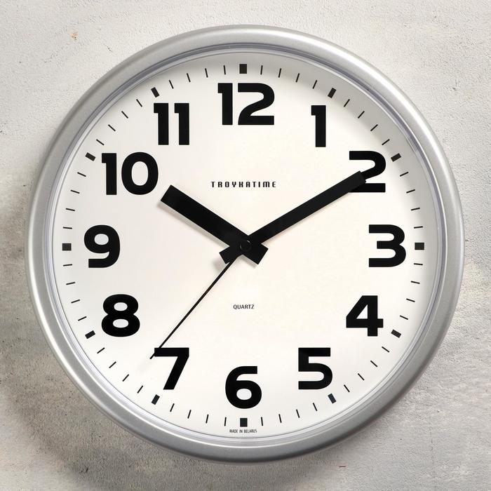 Часы настенные, серия: Классика, плавный ход, d=22.5 cм, серые - фото 1905714858