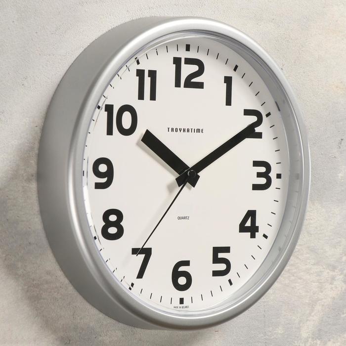 Часы настенные, серия: Классика, плавный ход, d=22.5 cм, серые - фото 1905714859