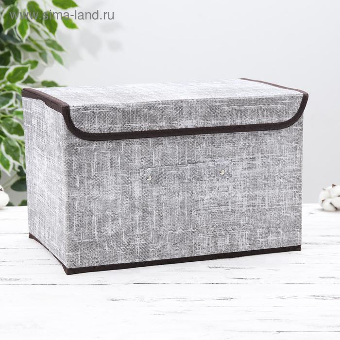 Короб стеллажный для хранения с крышкой «Ронда», 38×24×24 см, цвет серый - Фото 1
