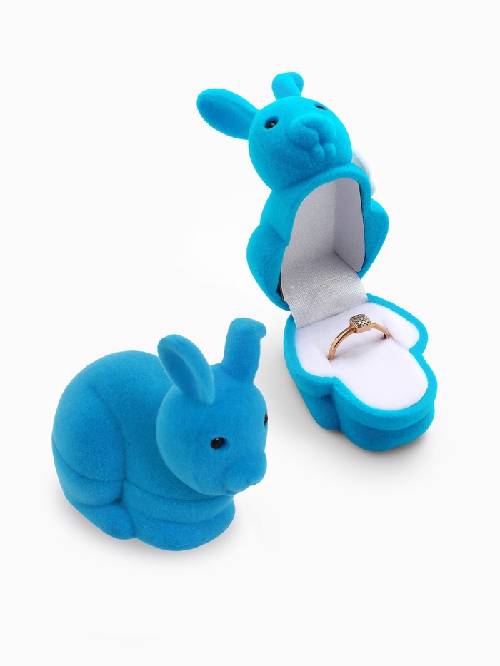 Футляр под серьги, кольцо «Кролик», бархатный, 5.7×4.5 см, бирюзовый - Фото 1
