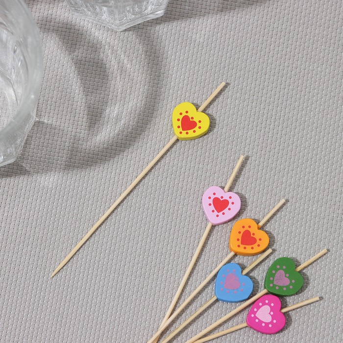 Шпажки Доляна «Сердце», h=12 см, набор 25 шт., МИКС - Фото 1