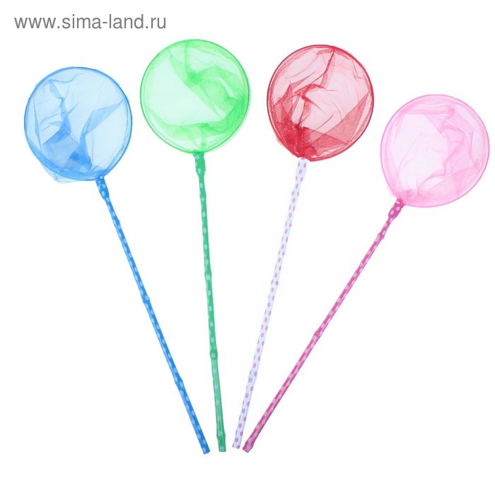 Сачок детский бамбуковая ручка 46 см, диаметр 15 см, цвета МИКС - Фото 1