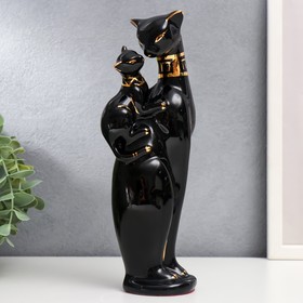 Сувенир керамика "Кошка египетская с котёнком, чёрная" 23х8х5,5 см