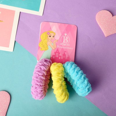 Резинки для волос «Спорт», набор 3 шт., завитушки, 4 см, МИКС