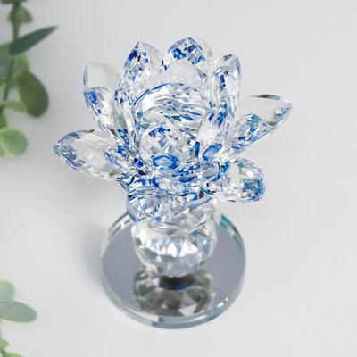 Фигурка стекло «Лотос на пьедестале», вращается, голубой, 10.5×8.5×8.5 см