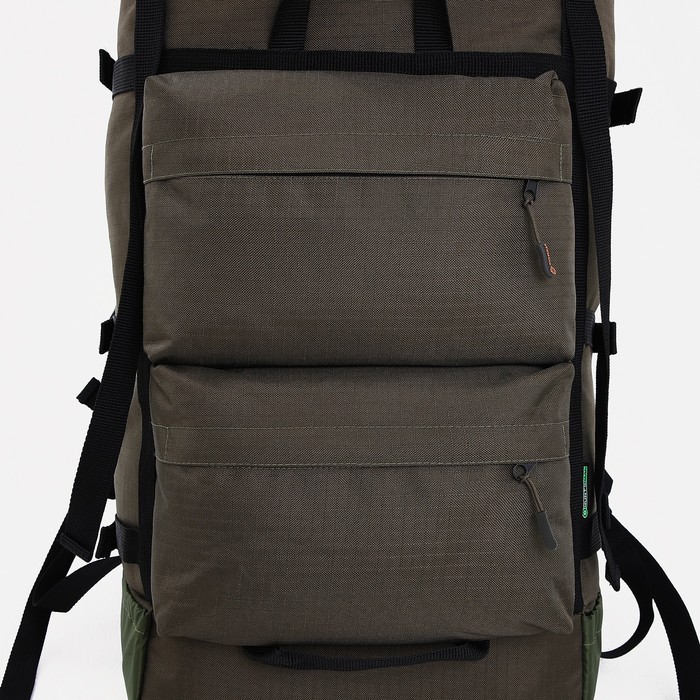 Рюкзак туристический, 100 л, отдел на молнии, 3 наружных кармана, цвет хаки - фото 1912375484
