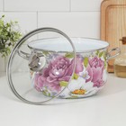 Кастрюля эмалированная «Пион», 4 л, стеклянная крышка, индукция - Фото 2