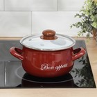 Кастрюля эмалированная «Бордо», 2,1 л, стеклянная крышка, индукция, цвет бордовый - Фото 4