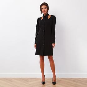 Платье мини женское с воротником MIST, чёрное, размер 46