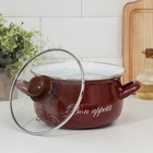 Кастрюля эмалированная «Бордо», 3,1 л, стеклянная крышка, индукция, цвет бордовый - Фото 2