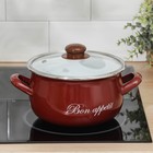 Кастрюля эмалированная «Бордо», 3,1 л, стеклянная крышка, индукция, цвет бордовый - Фото 4