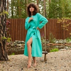 Халат вафельный женский удлинённый Экономь и Я размер 42-44, цвет бирюзовый, 100% хлопок, 200 г/м² - Фото 2