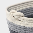 Корзина для хранения LaDо́m «Вега», плетёная, ручной работы, с ручками, хлопок, 32×21×14 см, серая - Фото 4
