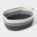 Корзина для хранения LaDо́m «Вега», плетёная, ручной работы, с ручками, хлопок, 32×21×14 см, серая - Фото 5