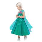 Карнавальный костюм «Эльза зеленое платье», платье с накидкой, парик, р.28, рост 110 см - фото 108464270
