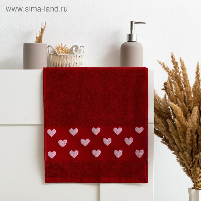 Полотенце махровое «Этель. Это любовь», 30×60 см, 100% хлопок, бордовое - Фото 1