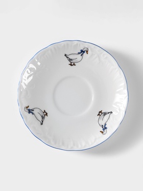 Блюдце Cmielow «Рококо. Гуси», d=12.5 см, фарфор, белое