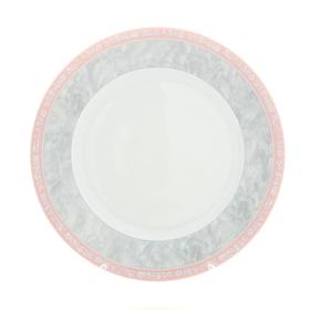 Тарелка мелкая Jana, декор «Серый мрамор с розовым кантом», 21 см