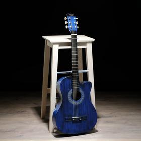 Гитара акустическая синяя, 6-ти струнная 97см