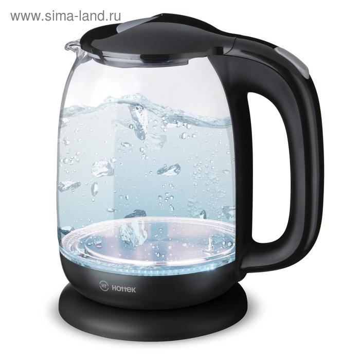 Чайник электрический HOTTEK HT-960-007, стекло, 1.7 л, 2200 Вт, подсветка, чёрный - Фото 1