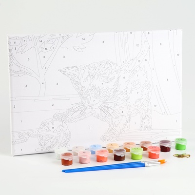 Картина по номерам на холсте с подрамником «Котёнок с клубком», 30×20 см