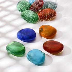 Декор стекло "Камень плоский, овал" (240-250 гр 10 шт) микс