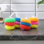 Набор губок для мытья посуды Доляна «Бублик», 3 шт, пластик, цвет МИКС - фото 8226320