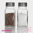 Набор для специй Доляна «Стандарт», 2 предмета: солонка, перечница 100 мл, стекло - Фото 1