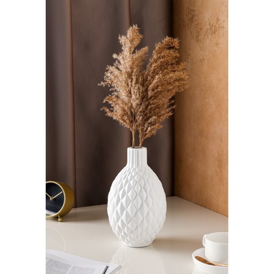 Ваза керамическая "Квин", настольная, белая, глянец, 26 см