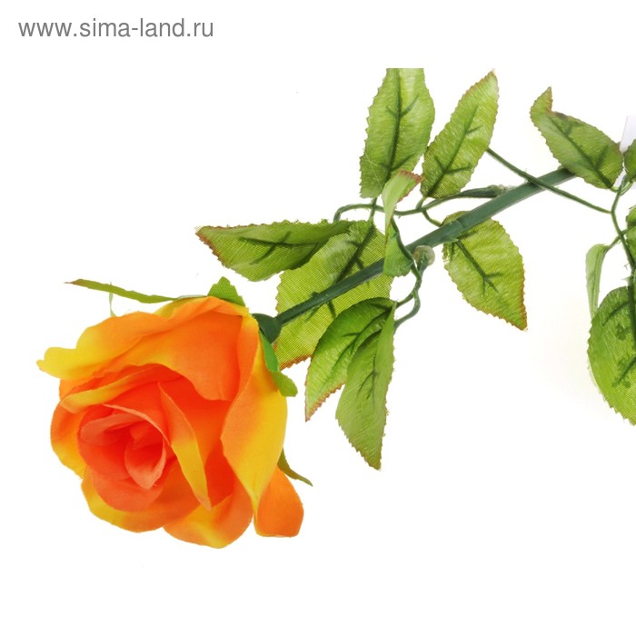 цветы искусственные роза распущенная 65 см d-10 желто-оранжевая - Фото 1