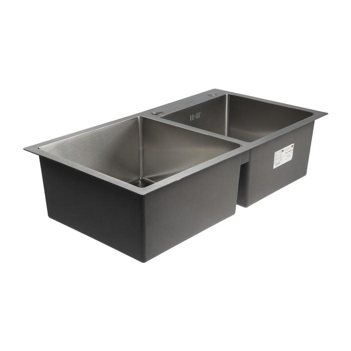 Мойка кухонная GERHANS K37843-S, врезная, двойная, 780х430х220 мм, с сифоном, S = 3.0 и 0.8 мм, глянцевая - фото 18536979 Мойка кухонная GERHANS K37843-S, врезная, двойная, 780х430х220 мм, с сифоном, S = 3.0 и 0.8 мм, глянцевая - фото 18536979