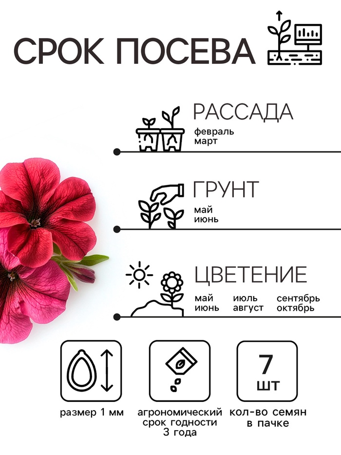 Семена цветов  Петуния Суперкаскадная "Бургунди", ц/п,  F1, 7 шт - Фото 1