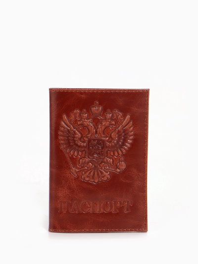Обложка для паспорта, натуральная кожа пулл-ап, рыжая