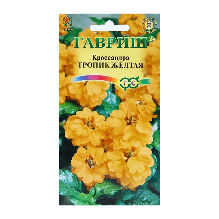 Семена цветов Кроссандра "Тропик желтая", ц/п, 3 шт. - Фото 1