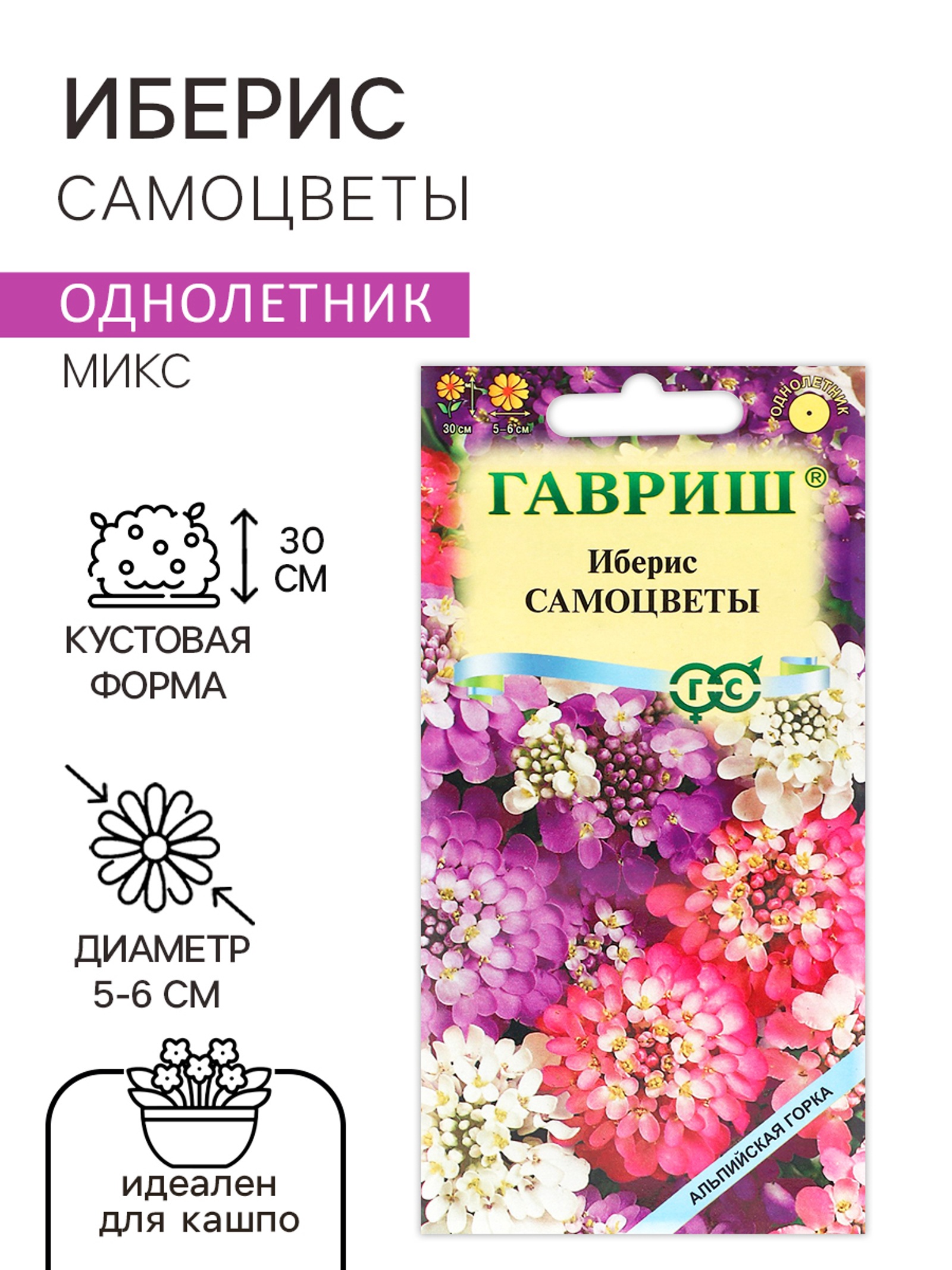 Семена цветов Иберис "СамоСемена цветов ", ц/п, 0,1 г (5462620 ...