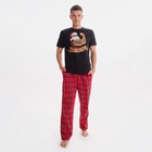 Пижама новогодняя мужская: футболка, брюки KAFTAN New year, чёрно-красная, размер 50 - Фото 4