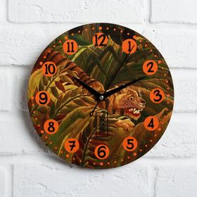 Часы дерево настенные «Тигр», диам. 25 см