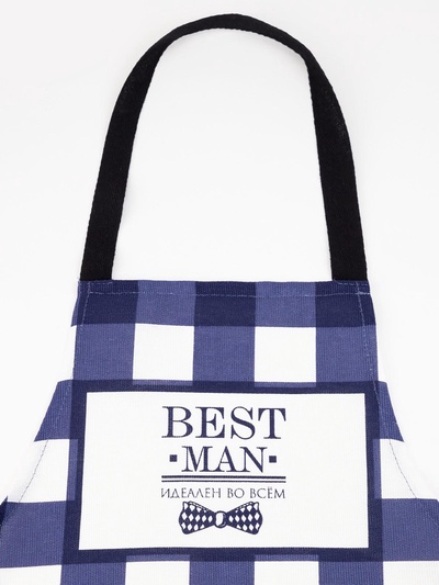 Фартук кухонный мужской «Доляна» Best man, в клетку, 70×60 см, хлопок 100%, рогожка 160 г/м², синий