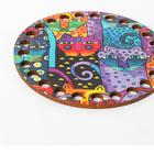 Заготовка для вязания "Круг Сказочные коты", донышко фанера, размер 10 см (комплект 3 шт) - фото 40266310