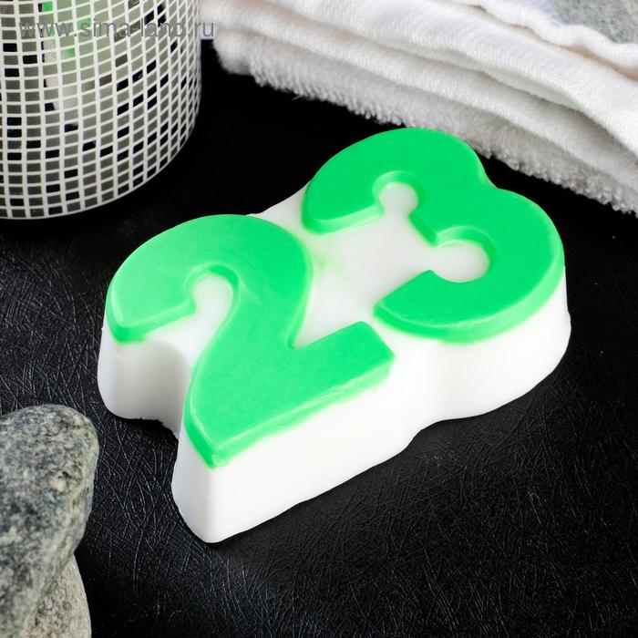 Фигурное мыло "23" зелёное на белом, 95гр - Фото 1