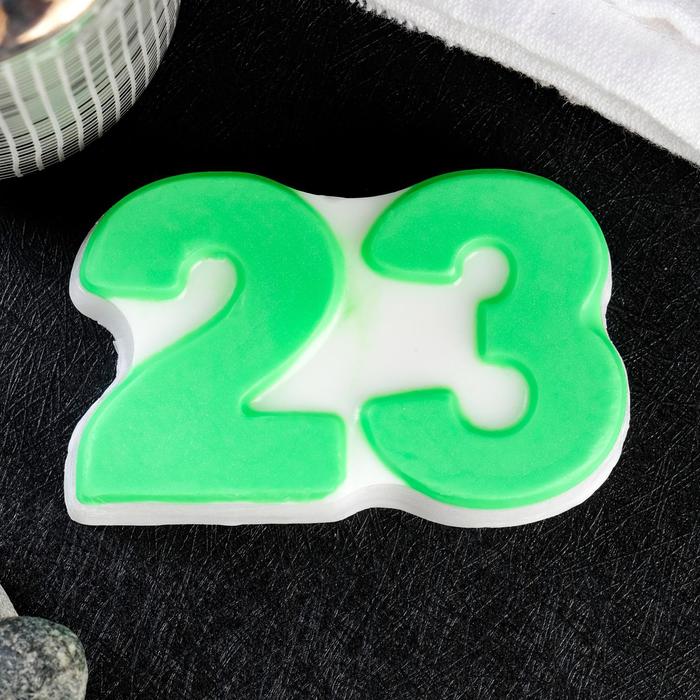 Фигурное мыло "23" зелёное на белом, 95гр - фото 1907166059