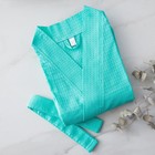 Халат вафельный женский удлинённый Экономь и Я размер 46-48, цвет бирюзовый, 100% хлопок, 200 г/м² - Фото 11