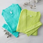 Халат вафельный женский удлинённый Экономь и Я размер 50-52, цвет бирюзовый, 100% хлопок, 200 г/м² - Фото 12