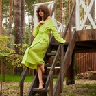 Халат вафельный женский удлинённый Экономь и Я размер 50-52, цвет салатовый, 100% хлопок, 200 г/м² - Фото 1