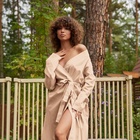 Халат вафельный женский удлинённый «Экономь и Я», размер 50-52, бежевый, хлопок, 200 г/м² - Фото 4