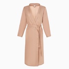 Халат вафельный женский удлинённый «Экономь и Я», размер 50-52, бежевый, хлопок, 200 г/м² - Фото 6