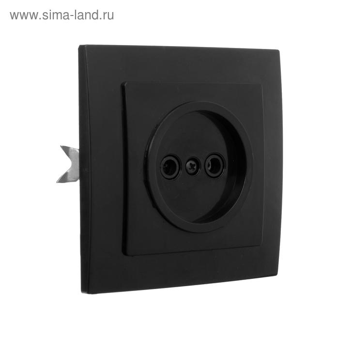 Розетка «Элект» RS 16-131-Ч, 16 А, 250 В, одноместная, без з/к, скрытая, черная - Фото 1