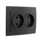 Розетка «Элект» RS 16-237-Ч, двухместная, без з/к, скрытая, черная - Фото 1