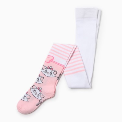 Колготки детские «Мари», Коты аристократы, рост 104-110 см, цвет белый/розовый