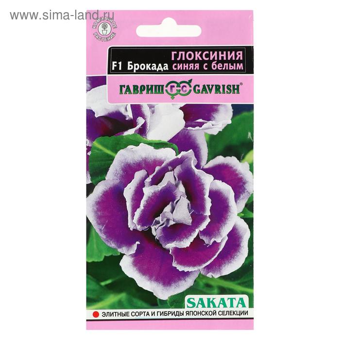 Семена цветов Глоксиния "Брокада синяя с белым", ц/п, F1, 4 шт. - Фото 1